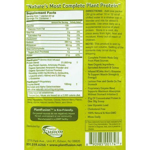 Plantfusion Chocolate Raspberry Packets - Case of 12 - 30 Grams