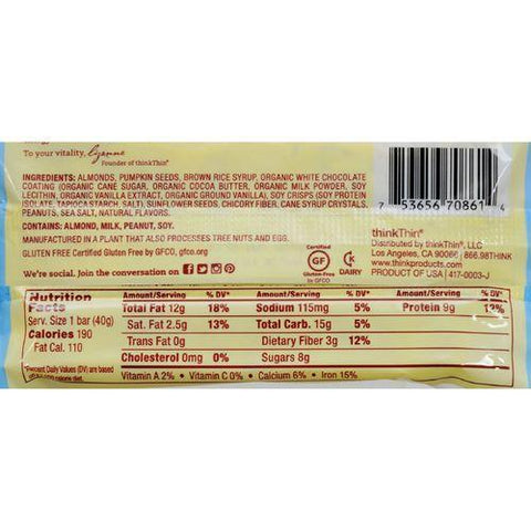 Think Products Thin Crunch Bar - White Chocolate Nut - Case of 10 - 1.41 oz