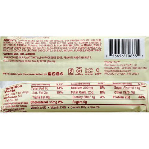 Think Products Thin Bar - White Chocolate - Case of 10 - 2.1 oz