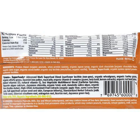 Greens Plus Protein Bar - Peanut Butter and Chocolate - 2.08 oz Bars - Case of 12