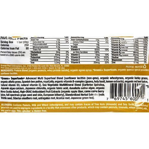 Greens Plus Protein Bar - Natural - 2.08 oz - Case of 12