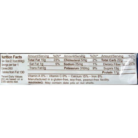 Rise Bar Protein Bar - Crunchy Carob Chip - Case of 12 - 2.1 oz