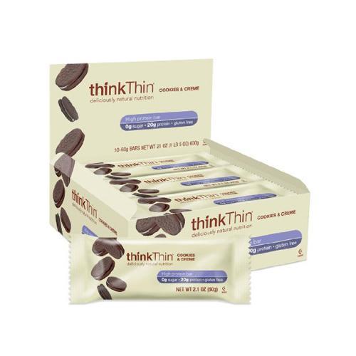 Think Products thinkThin High Protein Bar - Cookies and Creme - 2.1 oz - Case of 10