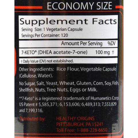 Healthy Origins 7-Keto DHEA Metabolite - 100 mg - 120 Vegetarian Capsules