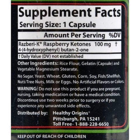 Healthy Origins Razberi-K - 100 mg - 60 Capsules