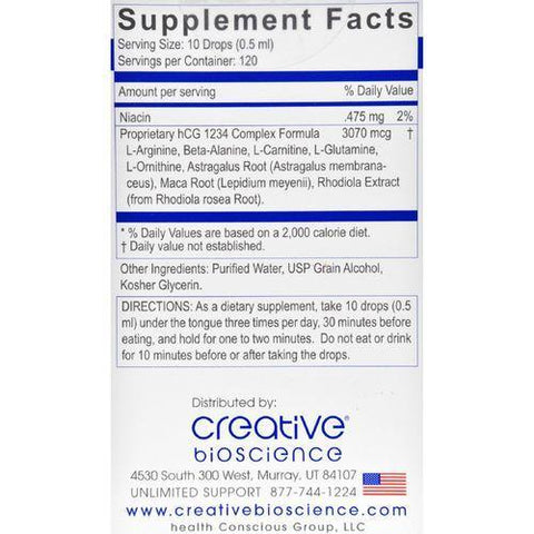 Creative Bioscience hCG 1234 - Oral Diet Drops - 2 oz