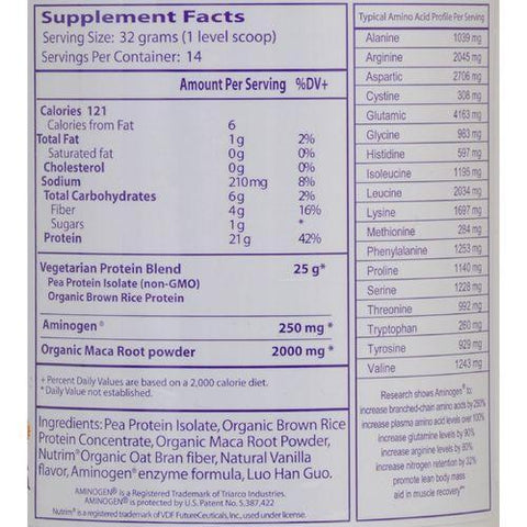 Paradise Herbs Maca Pro Vegetarian Energy Protein Vanilla - 15.94 oz