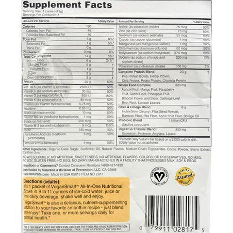 Naturade VeganSmart All-In-One Nutritional Shake - Chai - 1.51 oz - Case of 12