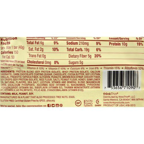 Think Products thinkThin Bar - Lean Protein Fiber - Honey Peanut - 1.41 oz - 1 Case