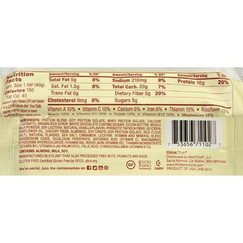 Think Products thinkThin Bar - Lean Protein Fiber - Cinnamon Chocolate - 1.41 oz - 1 Case