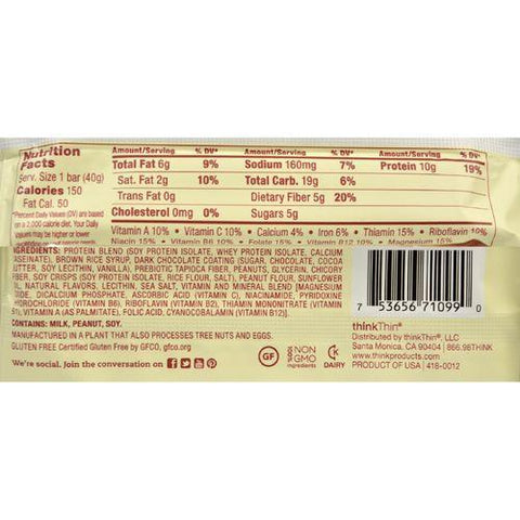 Think Products thinkThin Bar - Lean Protein Fiber - Chocolate Peanut - 1.41 oz - 1 Case