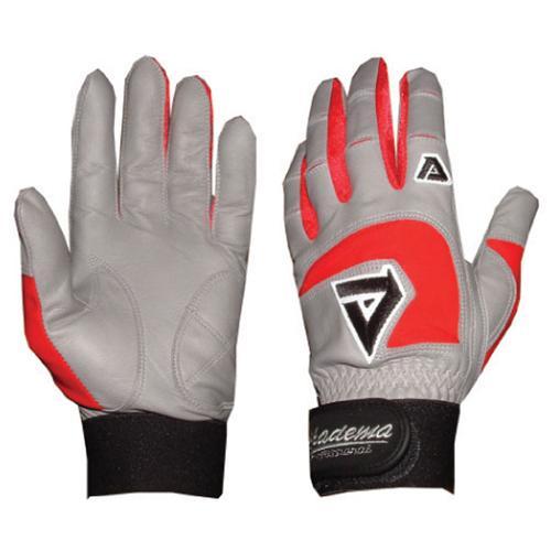 Adult Gray Batting Gloves (Red) (X Large)