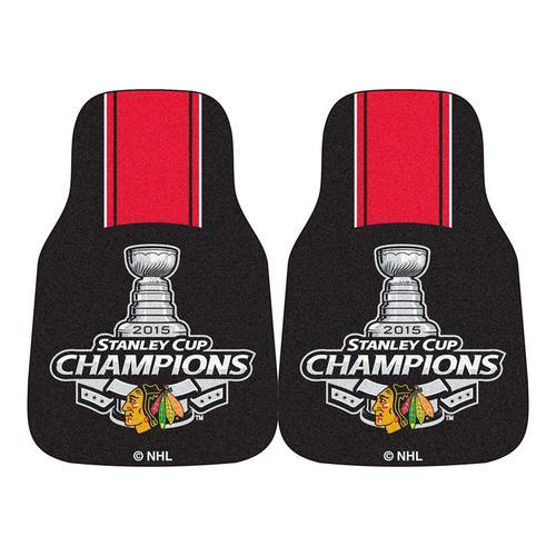 Chicago Blackhawks 2015 NHL Stanley Cup Champions 2-Piece Printed Carpet Car Mats (18x27")"