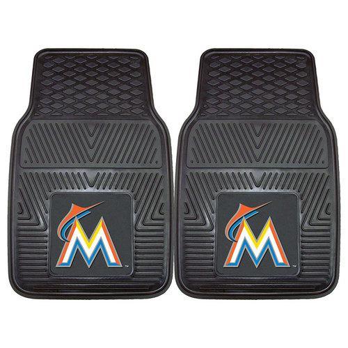 Miami Marlins MLB Heavy Duty 2-Piece Vinyl Car Mats (18x27")"