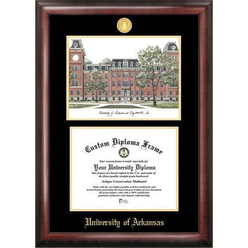 University of Arkansas Gold Embossed Diploma Frame with Limited Edition Lithograph