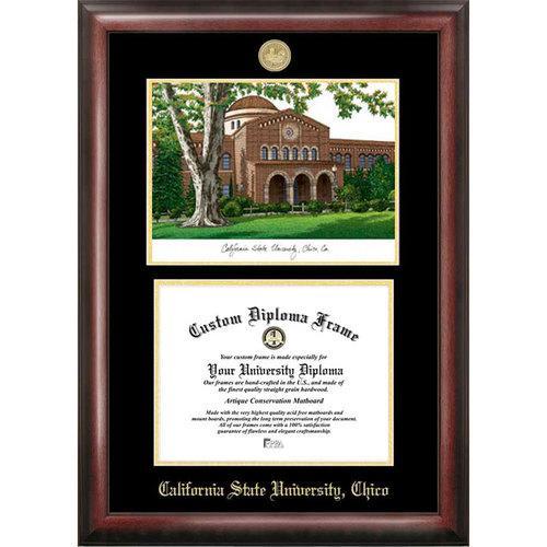 California State University, Chico Gold Embossed Diploma Frame with Limited Edition Lithograph