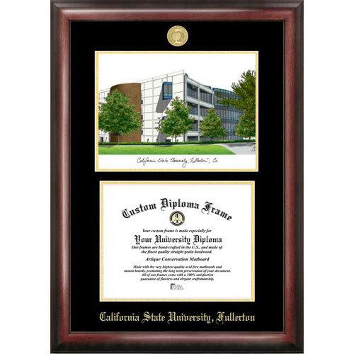 California State University, Fullerton Gold Embossed Diploma Frame with Limited Edition Lithograph