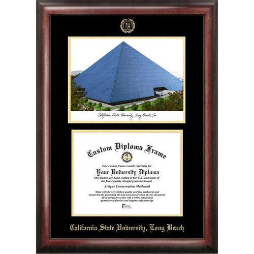 California State University, Long Beach Gold Embossed Diploma Frame with Limited Edition Lithograph