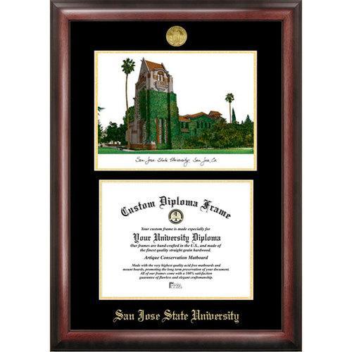 San Jose State University Gold Embossed Diploma Frame with Limited Edition Lithograph