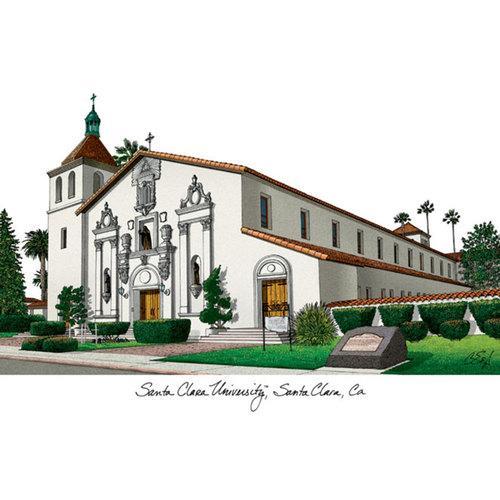 Santa Clara University Campus Images Lithograph Print