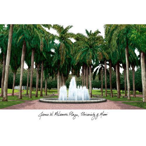 University of Miami Campus Images Lithograph Print