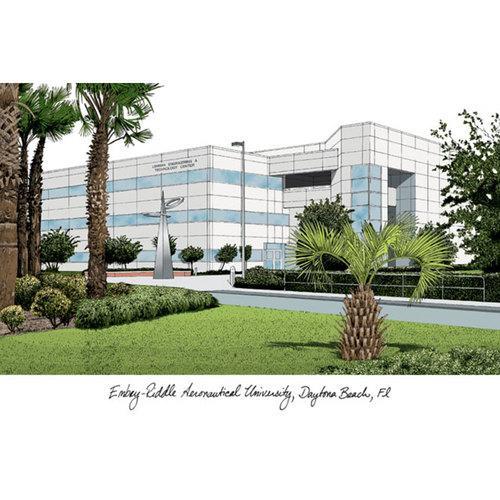 Embry-Riddle University Campus Images Lithograph Print