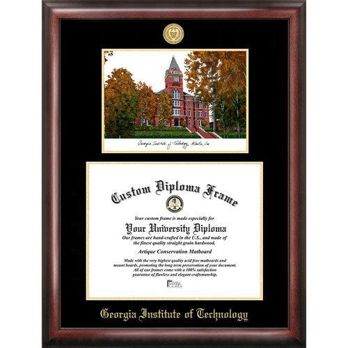 Georgia Institute of Technology Gold Embossed Diploma Frame with Limited Edition Lithograph