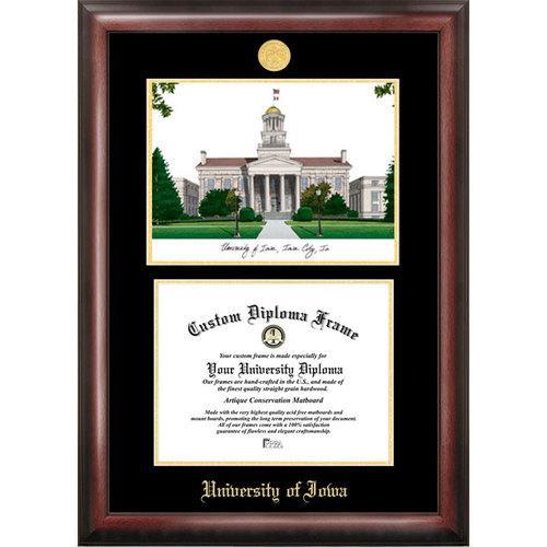 University of Iowa Gold Embossed Diploma Frame with Limited Edition Lithograph