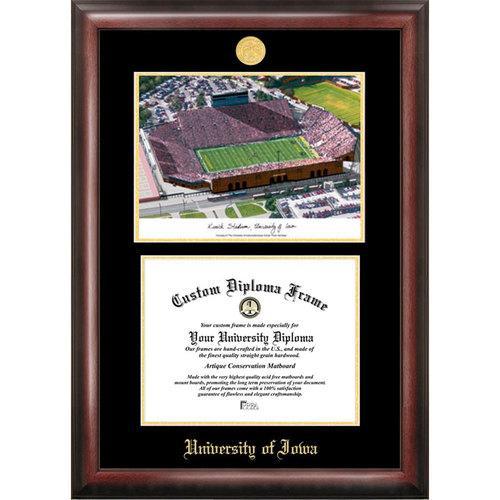 University of Iowa  Kinnick Stadium Gold Embossed Diploma Frame with Limited Edition Lithograph