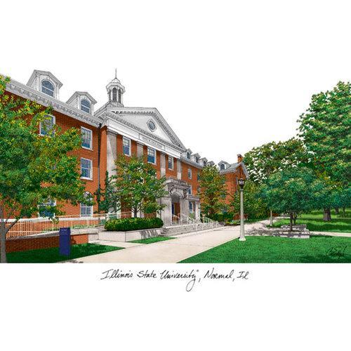 Illinois State Campus Images Lithograph Print