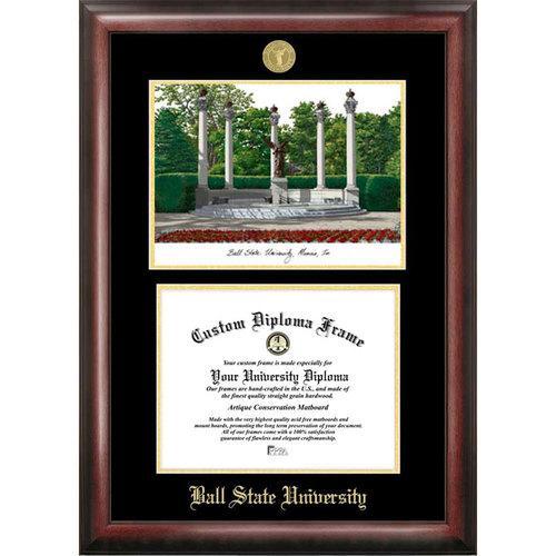 Ball State University Gold Embossed Diploma Frame with Limited Edition Lithograph