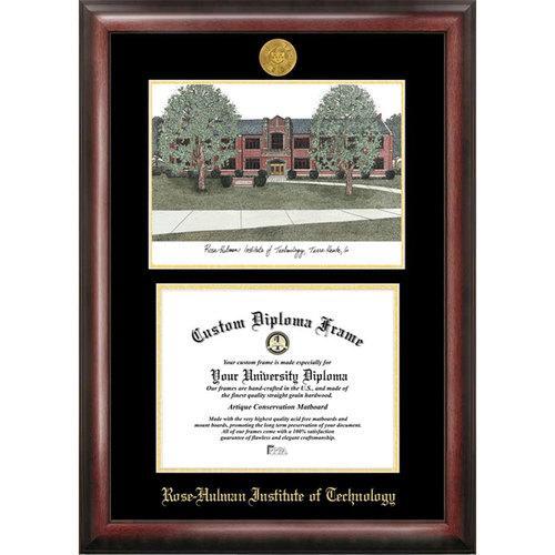 Rose Hulman Institute of Technology Gold embossed diploma frame with Campus Images lithograph