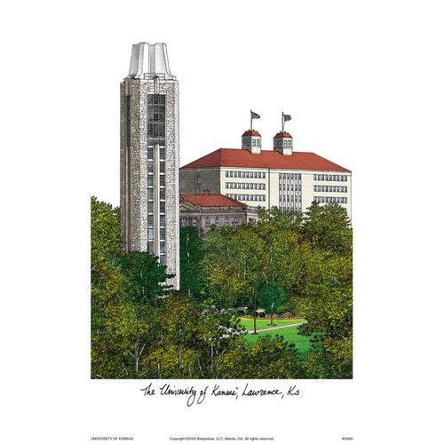 University of Kansas Campus Images Lithograph Print