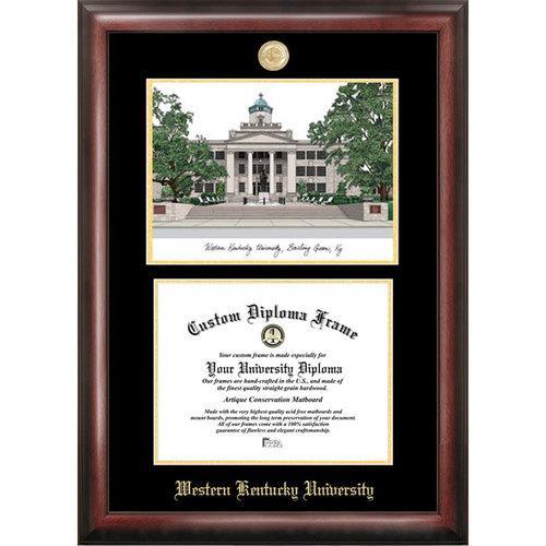 Western Kentucky University Gold Embossed Diploma Frame with Limited Edition Lithograph