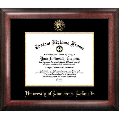 University of Louisiana, Lafayette Gold Embossed Diploma Frame