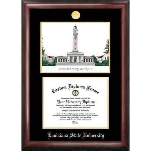 Louisiana State University Gold Embossed Diploma Frame with Limited Edition Lithograph