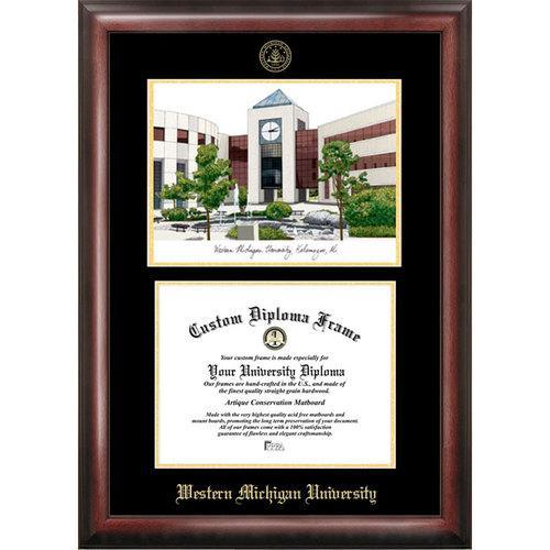 Western Michigan University Gold Embossed Diploma Frame with Limited Edition Lithograph