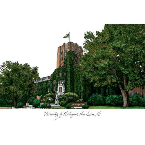 University of Michigan Campus Images Lithograph Print