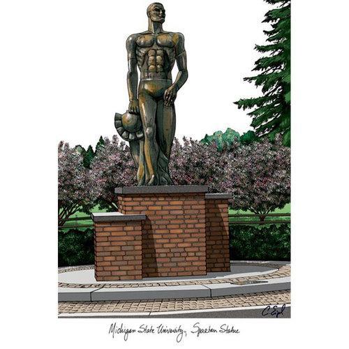 Michigan State University,Spartan,Campus Images Lithograph Print