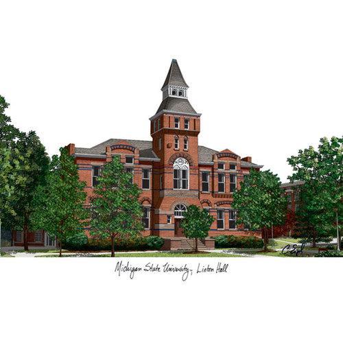 Michigan State University, Linton Hall, Campus Images Lithograph Print