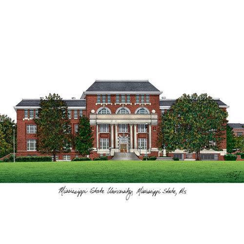 Mississippi State Campus Images Lithograph Print