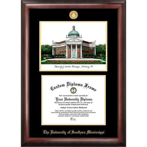 University of Southern Mississippi Gold Embossed Diploma Frame with Limited Edition Lithograph