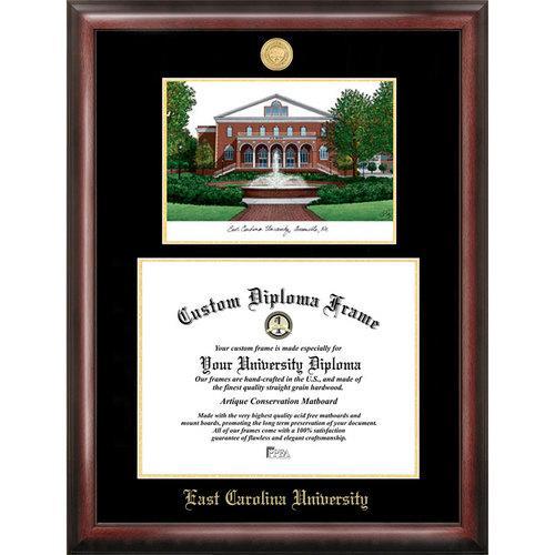 East Carolina University Gold Embossed Diploma Frame with Limited Edition Lithograph