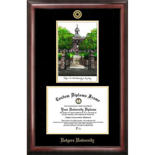 Rutgers University Gold Embossed Diploma Frame with Limited Edition Lithograph