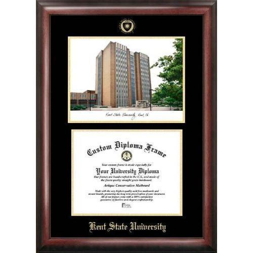 Kent State University Gold embossed diploma frame with Campus Images lithograph