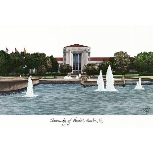 University of Houston Campus Images Lithograph Print