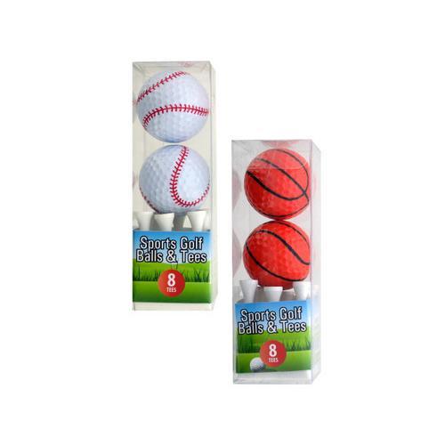 Sports Golf Balls and Tees Set ( Case of 8 )