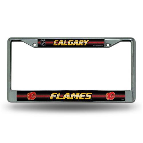 Calgary Flames NHL Bling Glitter Chrome License Plate Frame