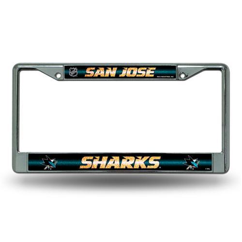 San Jose Sharks NHL Bling Glitter Chrome License Plate Frame