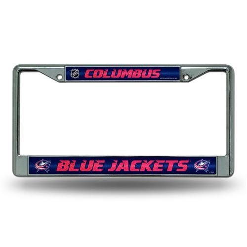 Columbus Blue Jackets NHL Bling Glitter Chrome License Plate Frame